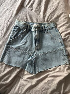 PacSun Light Blue Denim High-Waist Jean Shorts with Raw Hem